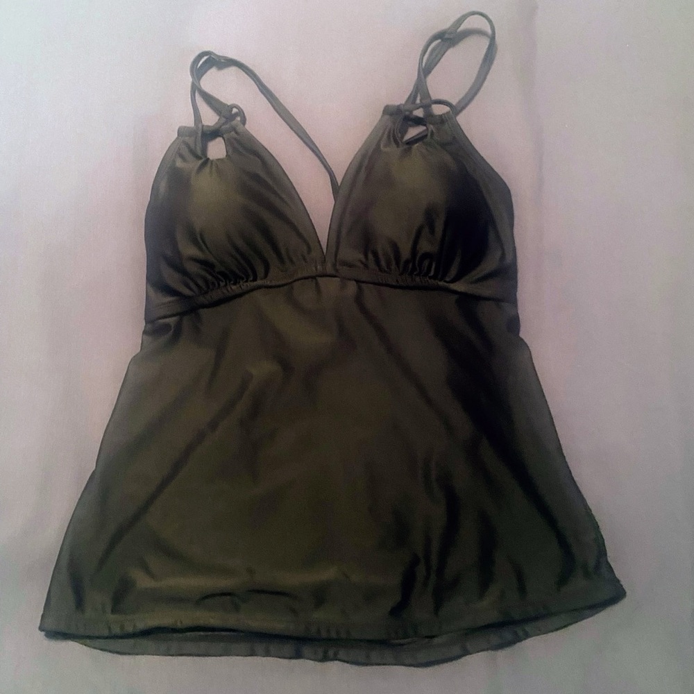 Black Swim Top-size 12-14 strappy  slimming